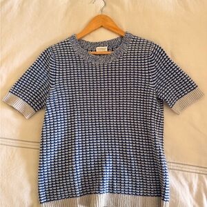 Club Monaco Blue and White Knit Sweater